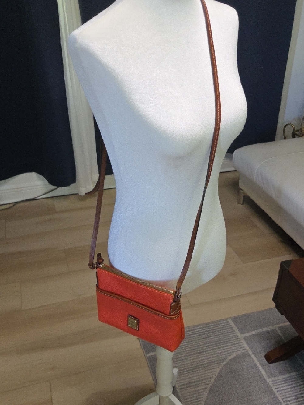 Dooney & Bourke Orange Pebbled Leather Cross Body - Picture 3 of 8